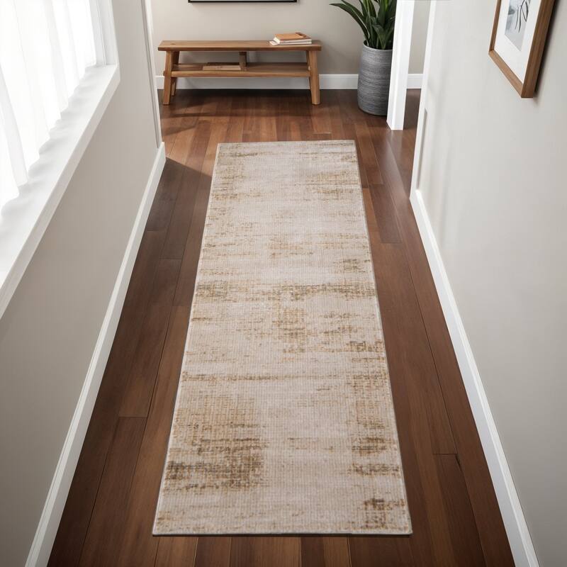 HomeRoots Abstract Casual Runner Area Rug - 87.00 in. x 30.00 in. x 0.47 in. - 87.00 in. x 30.00 in.  x 0.47 in.
