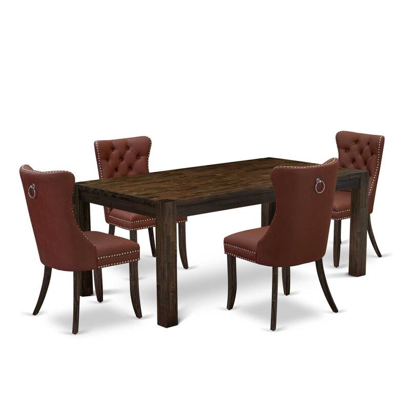 Modern 5 Piece Dining Set - Kitchen Table with 4 Chairs - Jacobean Finish