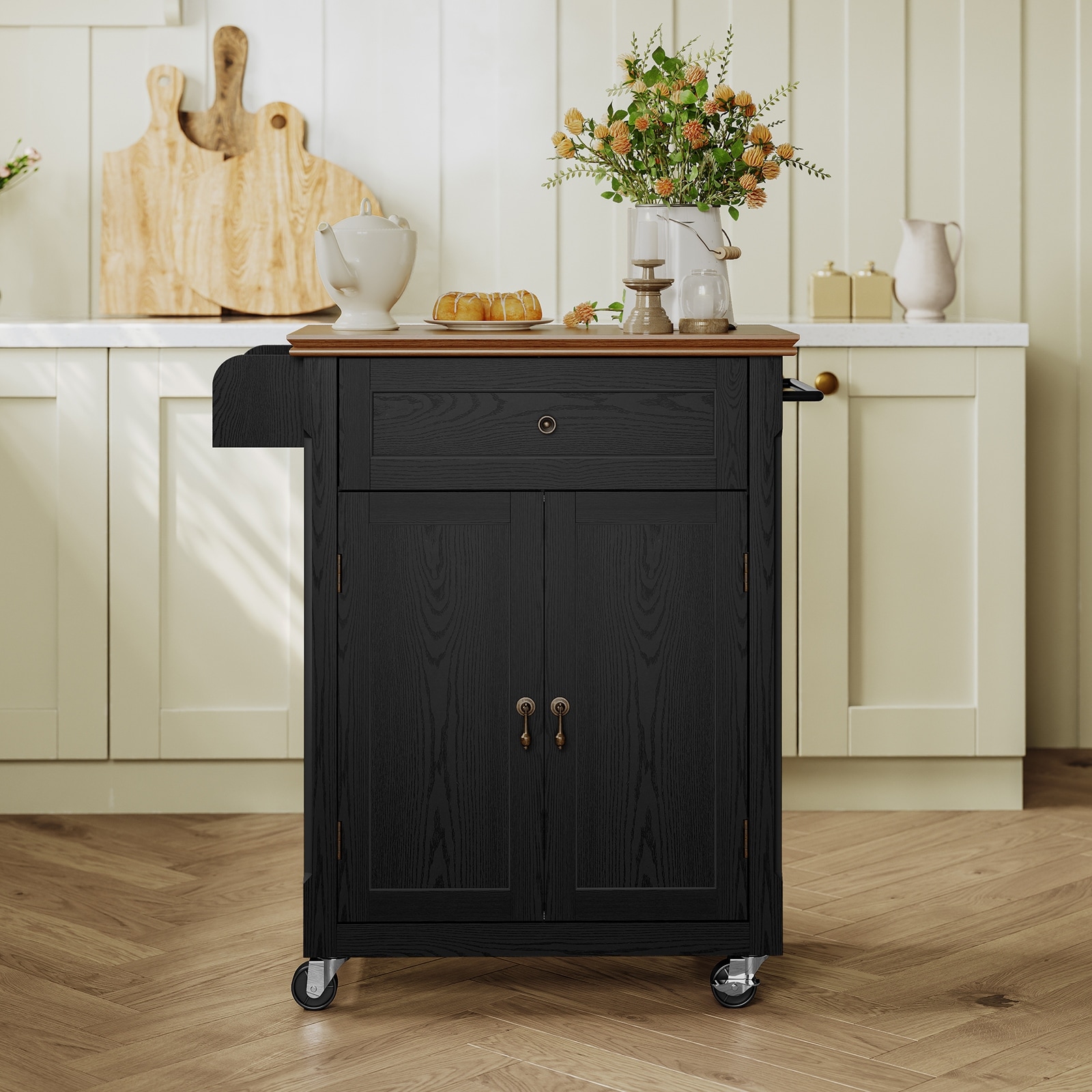 Rolling Kitchen Island with Storage Drawer, Portable Kitchen Cart on Wheels