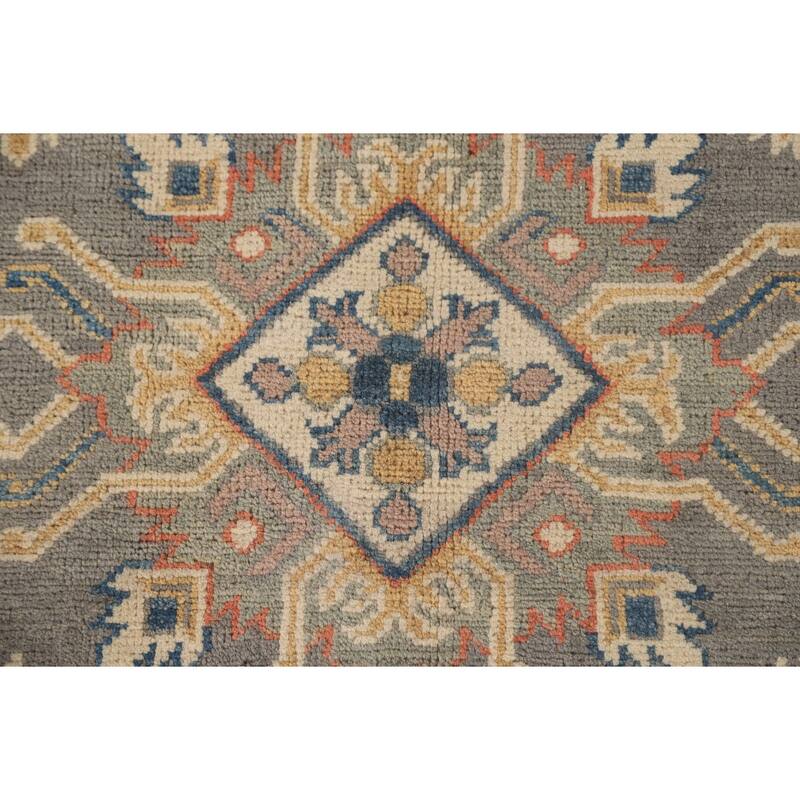 Gray Kazak Area Rug Hand-Knotted Wool Carpet - 6'5" x 9'9"