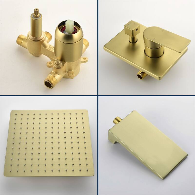 10 Inch Wall Mount Shower System with Waterfall Tub Spout Modern Rainfall Tub Shower Faucet With Rough-in Valve