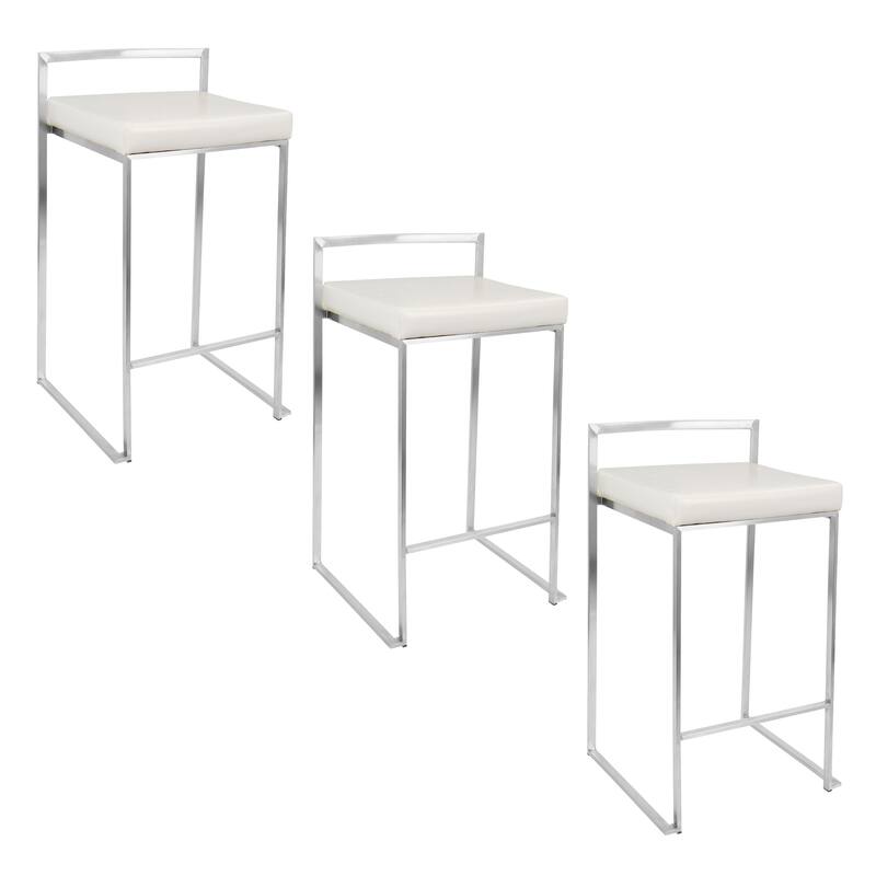 Silver Orchid Forrest Stainless Steel Stackable Fully Welded Counter Stool (Set of 3)