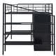 preview thumbnail 10 of 8, Black Metal Loft Bed with Drawers, Storage Staircase and Small Wardrobe for Kids, Boys and Girls, Bedroom