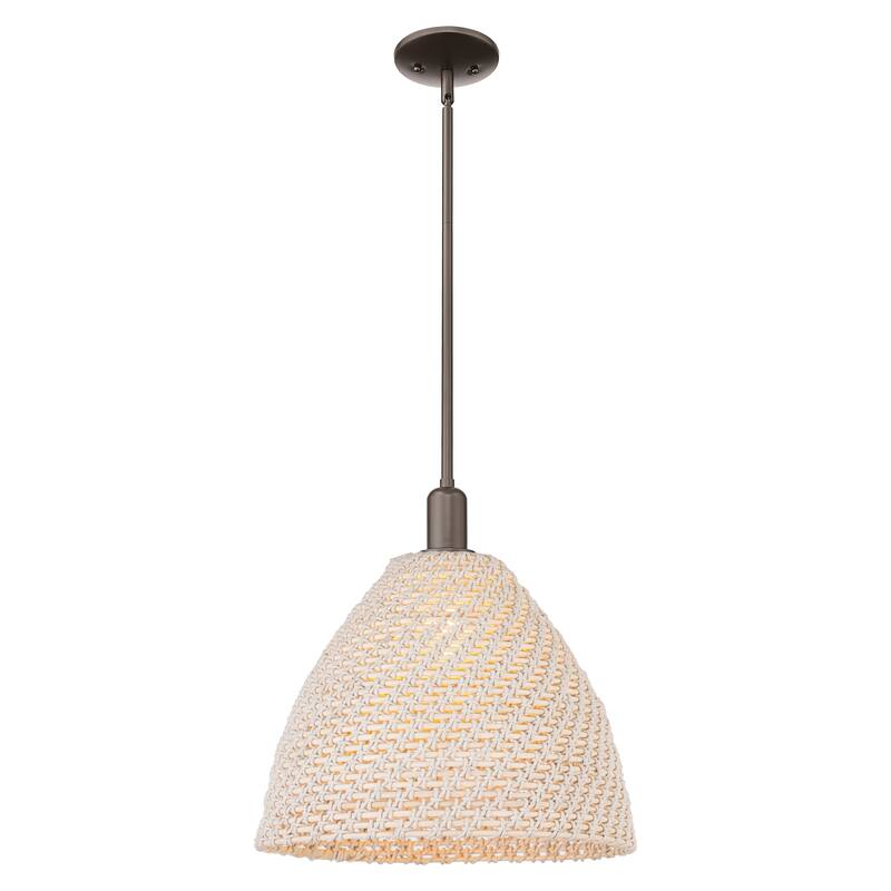 Innovations Lighting Endless Possibilities Arcadia - Woven Rattan - 1 Light 16" Stem Hung Mini Pendant - Oil Rubbed Bronze