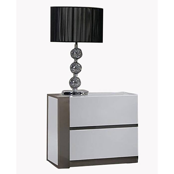 Somette Mehdi Gloss White/ Grey Left 2-drawer Nightstand