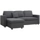 preview thumbnail 2 of 16, HOMCOM Sectional Sleeper Sofa, Linen Fabric L Shaped Couch with Pull out Bed, Reversible Storage Chaise, 3-seat, Dark Grey