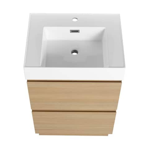 24 in. W x 18 in. D x 35 in. H Single Sink Freestanding Bath Vanity with White Resin Top