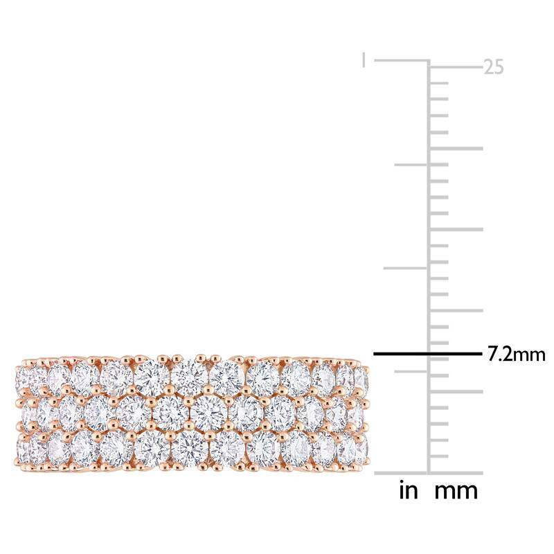 Miadora 1-3/4ct TDW Diamond Triple Row Semi-Eternity Ring in 14k Rose Gold