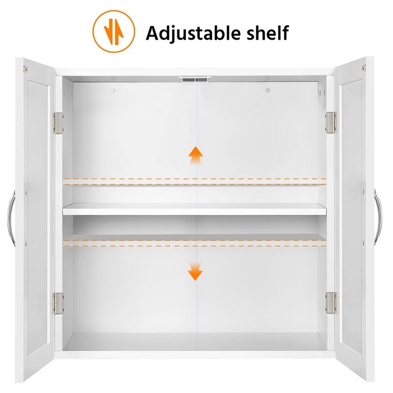 Yaheetech Wooden Bathroom Wall Mount Cabinet with Adjustable Shelf, White