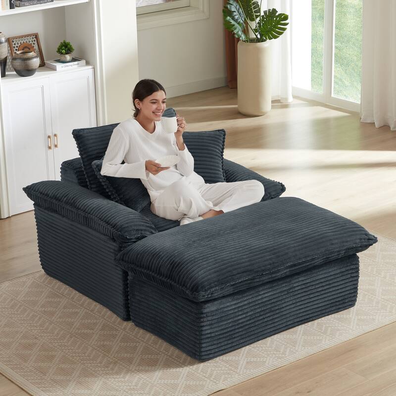 51.97" Modern Comfortable Cushioned Compression Single Sofa with Footrest