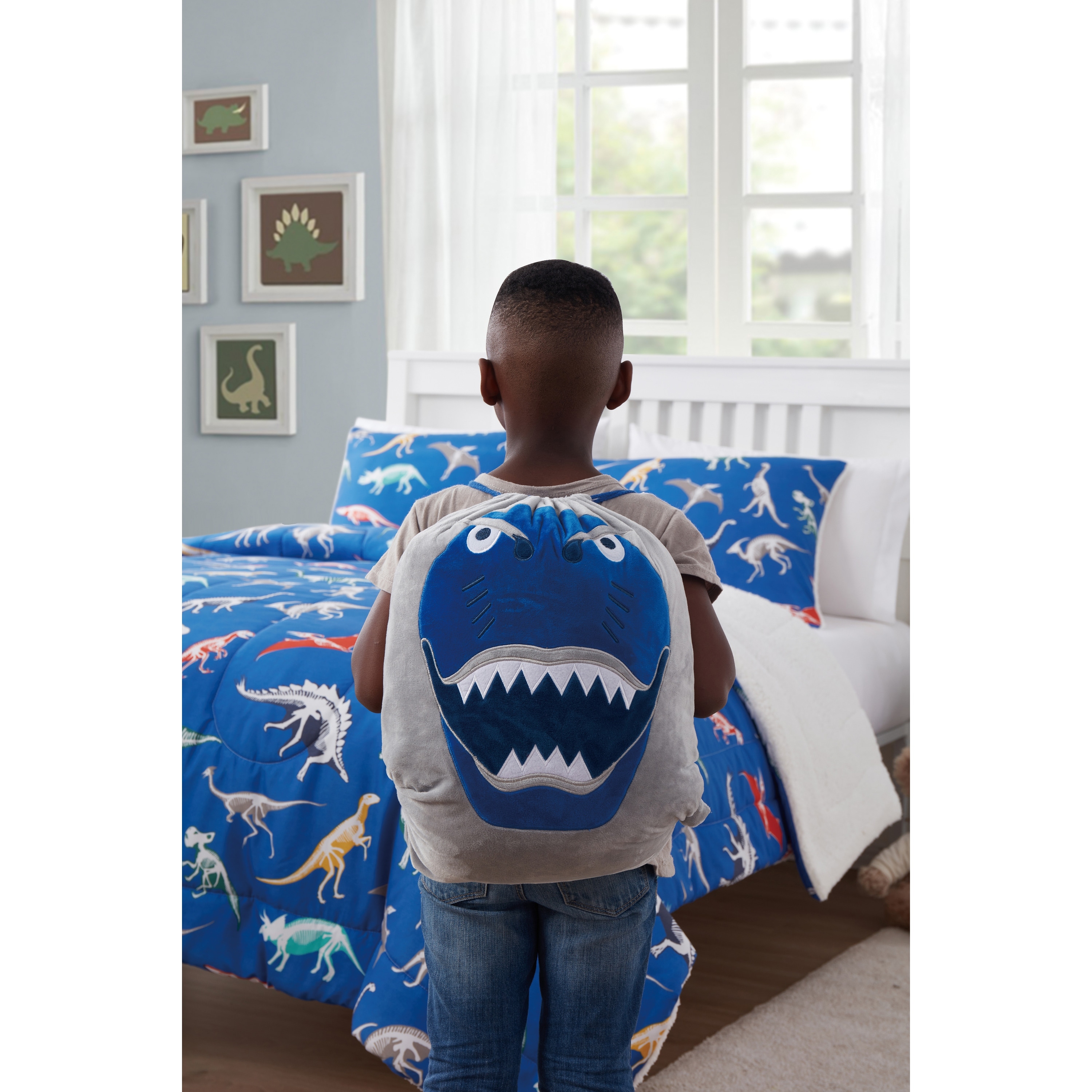 Your Zone Kids Dino Plush Buddy Comforter and NapSac Set Bed