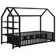 preview thumbnail 19 of 22, Metal House Bed with Fence and Detachable Storage Shelves