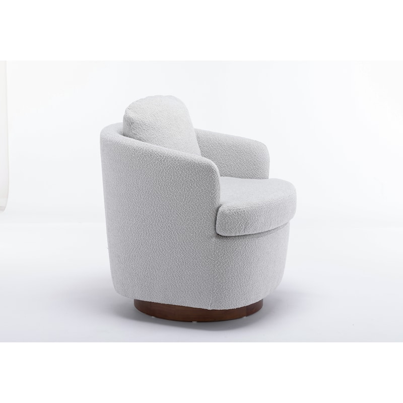 Swivel Accent Chair With Soild Wood Round Brown Base Leg