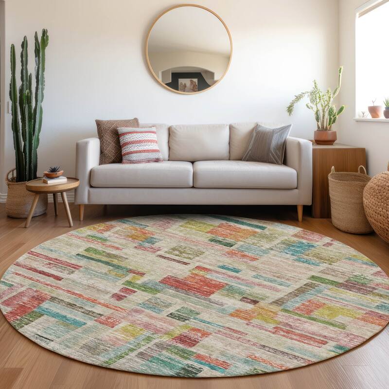 Machine Washable Indoor/ Outdoor Contemporary Chantille Rug - Paprika - 8' x 8'