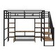 preview thumbnail 28 of 26, Metal Storage Full Size Loft Bed with Storage Table and Shelves