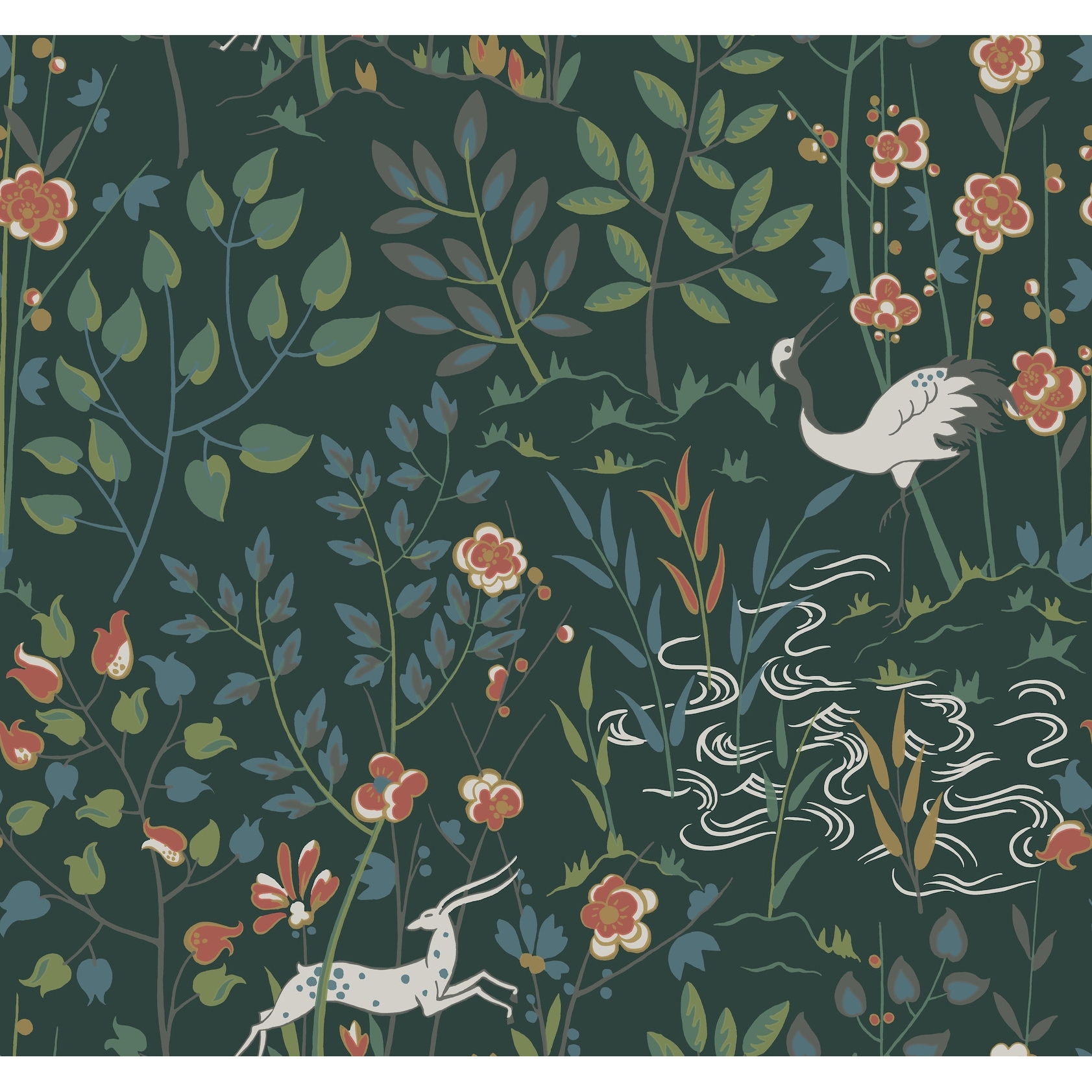 Ronald Redding Aspen Dark Green Wallpaper