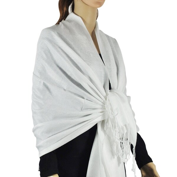 Paisley Jacquard Pashmina Shawl Wrap Scarf Stole - 28" width x 78" length with Fringes