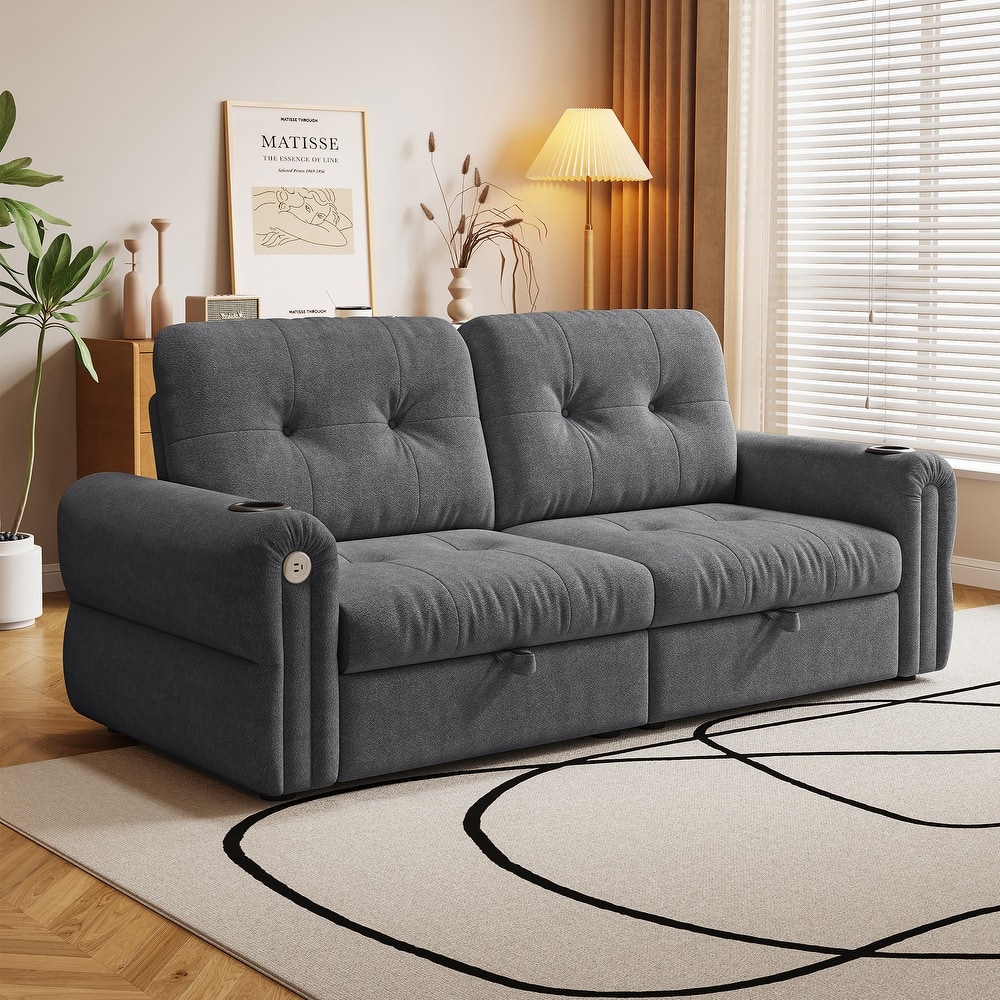 GDFStudio - Chenille Convertible 2-Seater 80.4" Sofa Bed