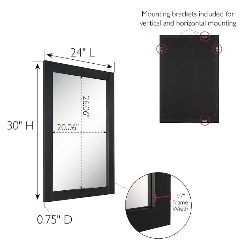 Shorewood Square Bathroom Soft Matte Black Mirror