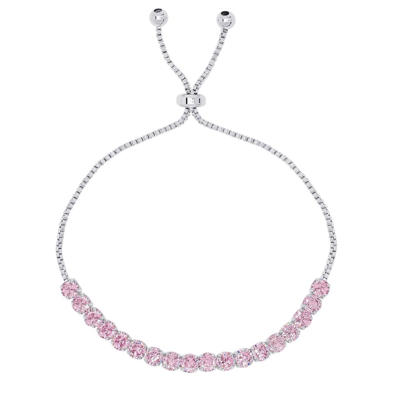 Victoria Townsend Fine Silver Plate Cubic Zirconia Adjustable Bracelet. - Pink