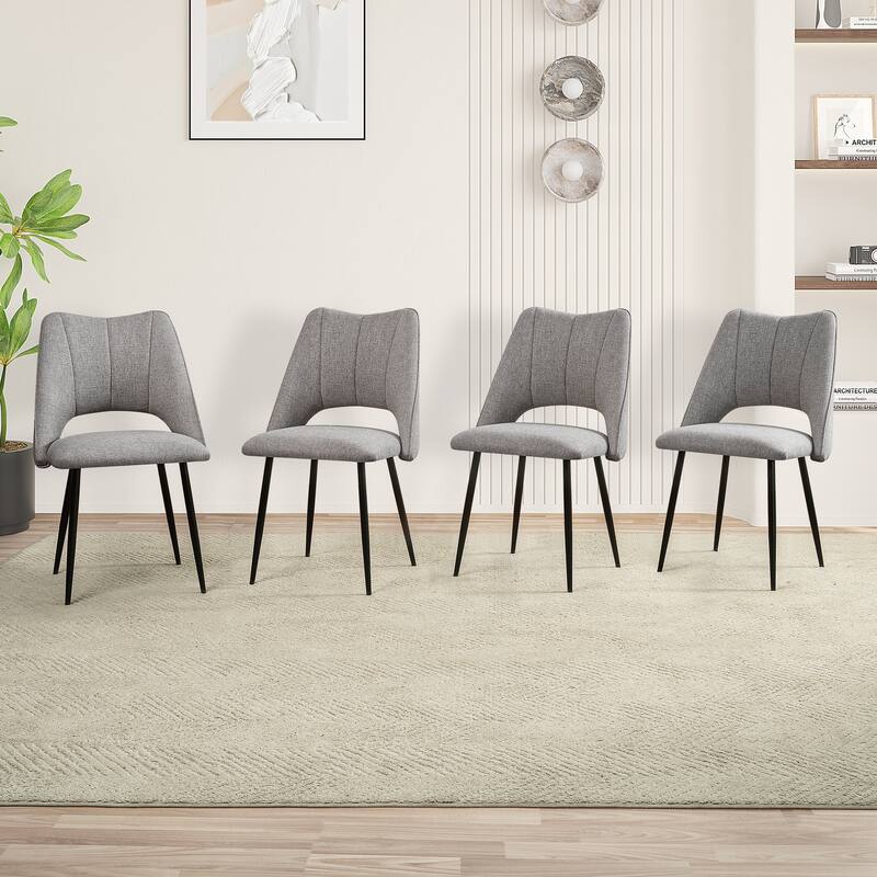 4-Chair Set Combination, Modern and Simple, With High Resilience Filling, Metal Legs, Adjustable Feet - Grey