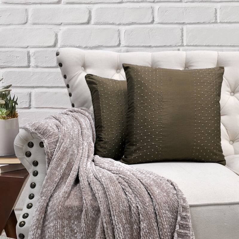 Marquesa Dots Slub Texture Pillow Shell 2 Piece Set, NO INSERT - Coffee