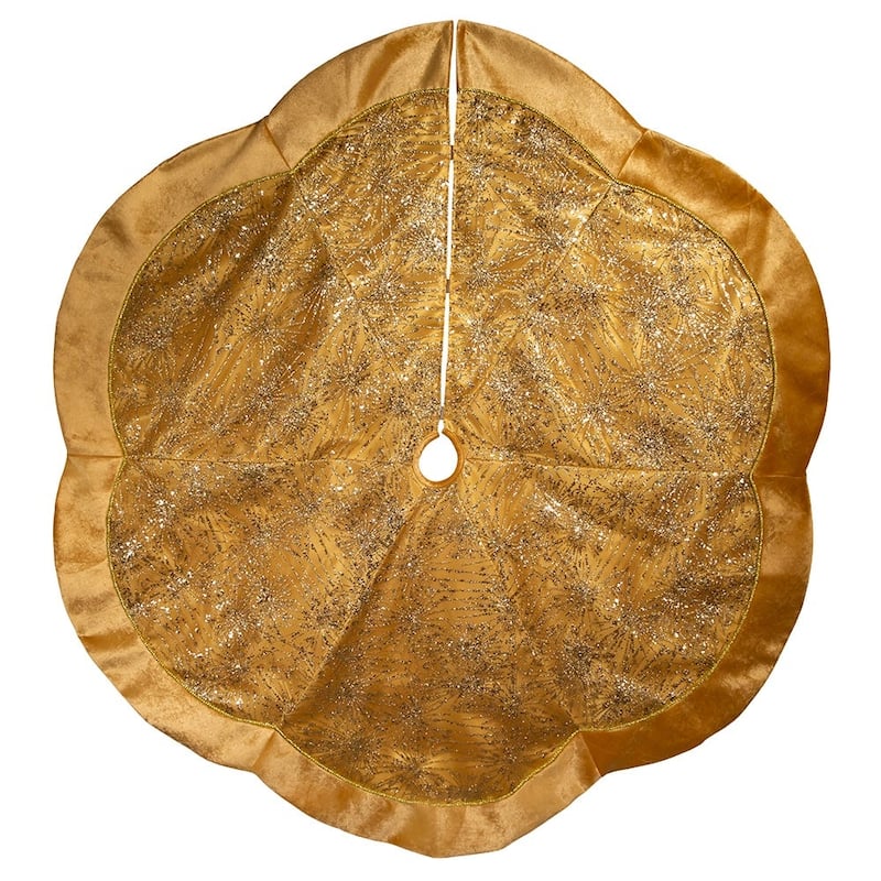 Kurt Adler 60-Inch Gold Velvet and Glitter Tree Skirt - Multi