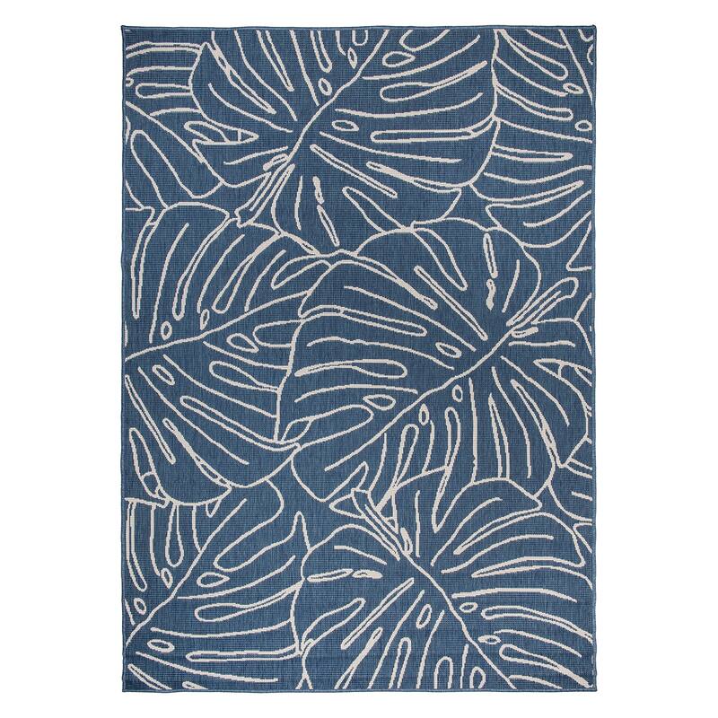 World Rug Gallery Contemporary Tropical Leaves Indoor/Outdoor Area Rug