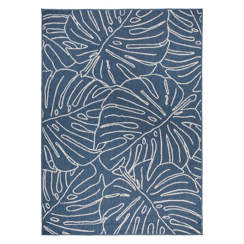 World Rug Gallery Contemporary Tropical Leaves Indoor/Outdoor Area Rug