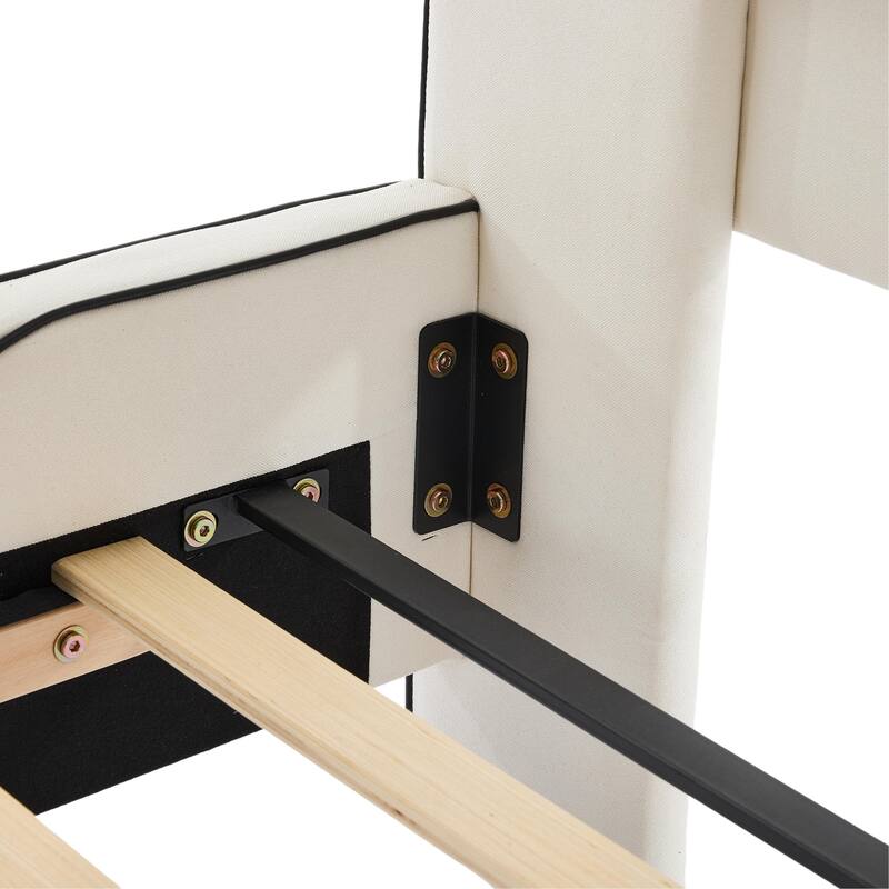 Christopher Knight Home - Aveline Modern Upholstered Platform Bed with Curved Back Headboard and Button Tufted Design