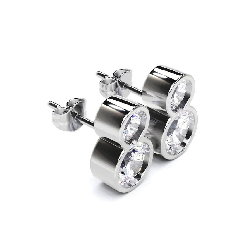 Auriya 14k Gold Round Lab Grown Toi Et Moi Diamond Stud Earrings 2.20 ct. tw. Push-Back (F-G VS) - White