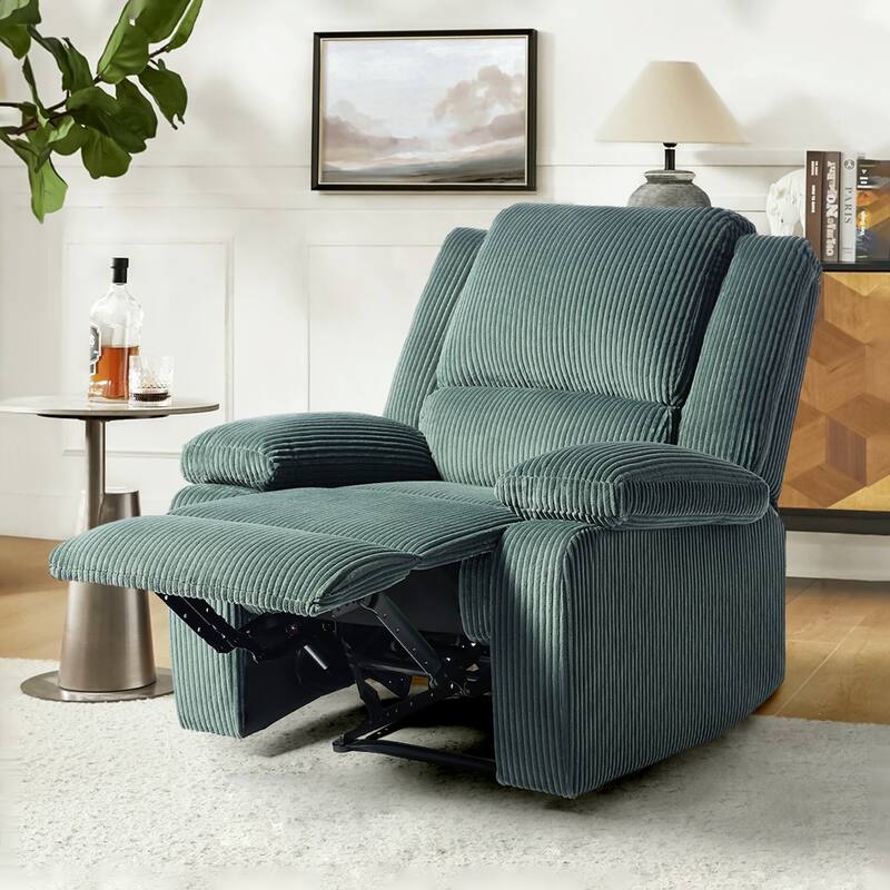 Corduroy Manual Recliner Glider Club Chair with Footrest
