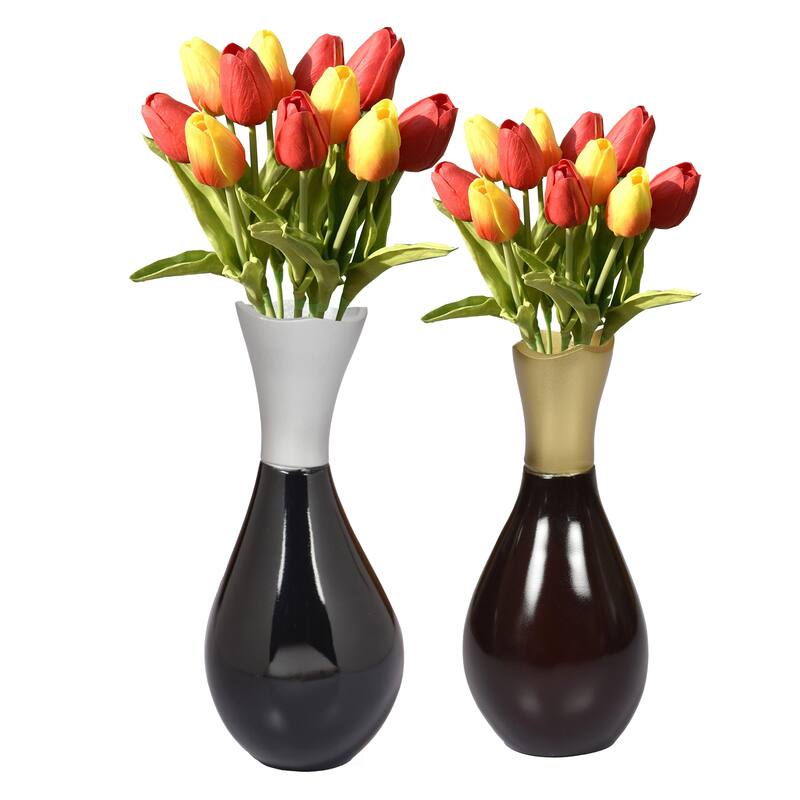 Aluminium-Casted Modern Decorative Flower Table Vase - Set of 2