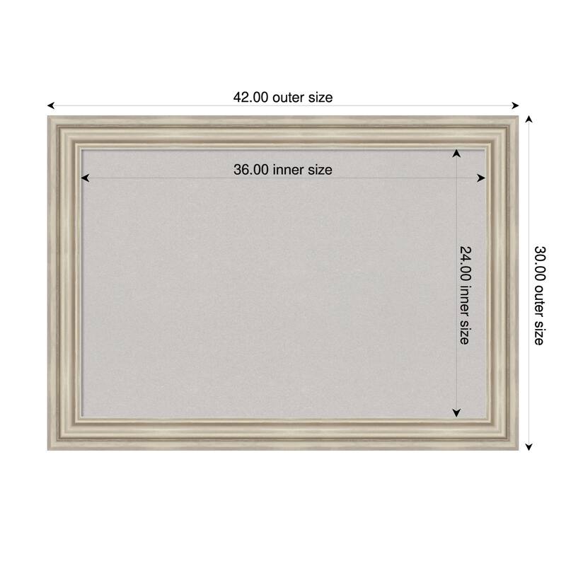 Sierra Silver Wood Framed Cork Board - Bulletin Board, Organization Board, Pin Board - Grey - 42 x 30 in