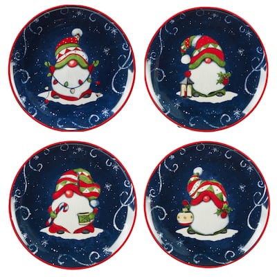 Certified International Holiday Magic Gnomes 9" Dessert/Salad Plates, Set of 4