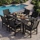 preview thumbnail 12 of 11, WINSOON 7-Piece HIPS All Weather Outdoor Patio Dining Sets with Umbrella Hole, 1-Table and 6-Chairs Black