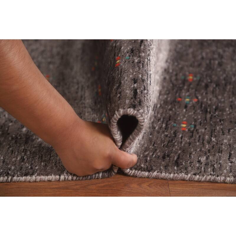 Striped Gabbeh Oriental Area Rug Hand-Knotted Wool Carpet - 7'10" x 9'9"