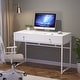 preview thumbnail 36 of 38, 47 inch Home Office Desk Study Writing Table with 2 Storage Drawers White