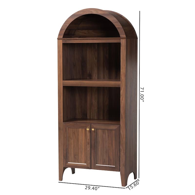 Hayes Wood Cabinet with Arch Top - Mid-Century Modern Display Piece with Soft-Close Doors for Living Room or Hallway