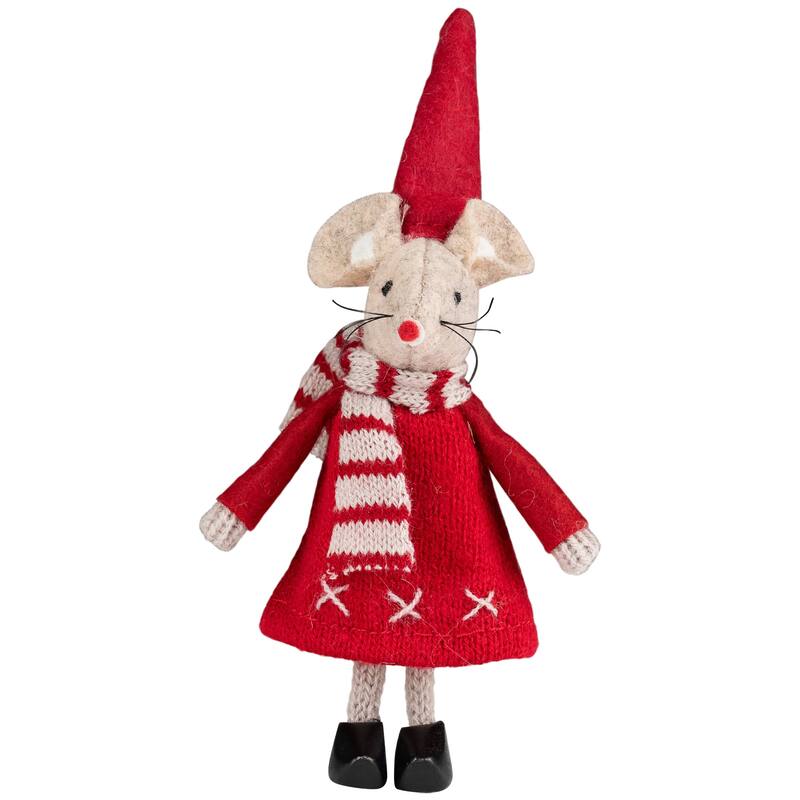Standing Mice Christmas Decorations - 6" - Set of 2