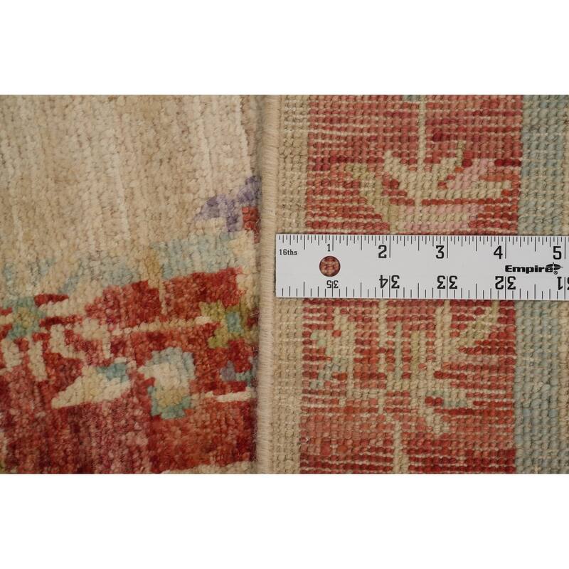 Hand Knotted Oriental 100% Wool Carpet Traditional Floral Beige & Ivories Art Deco Area Rug - 6' 1'' X 2' 7''