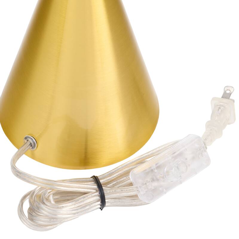 Pearce River of Goods Gold Metal and Blue Glass Diamond Shade 21-Inch Table Lamp - 10.125" x 10.125" x 21"