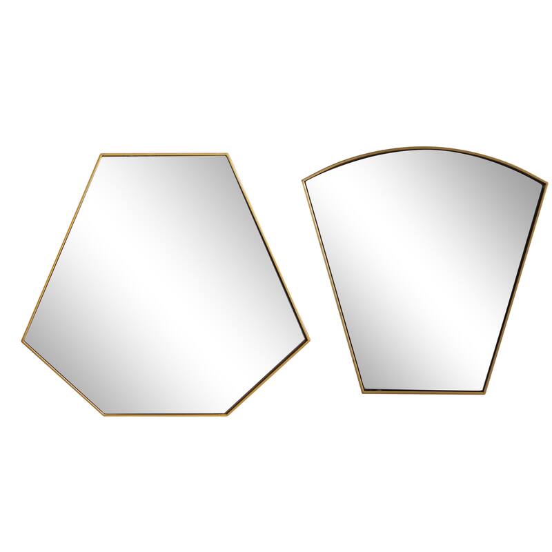 Gold Iron Contemporary Wall Mirror (Set of 2) - 18 x 1 x 18