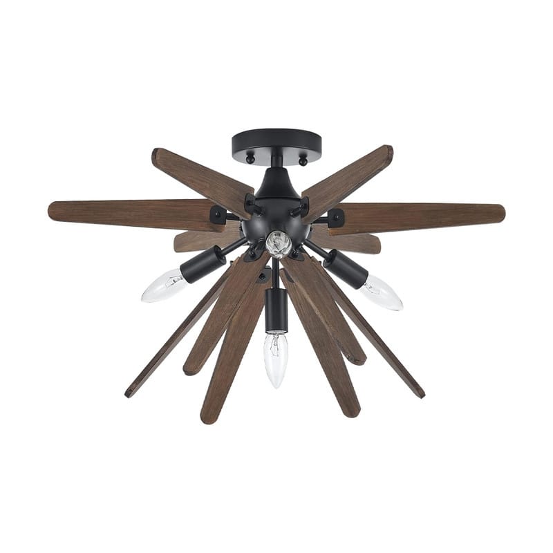 4 Light mount flush light black hallway lighting metal, wood ceiling light