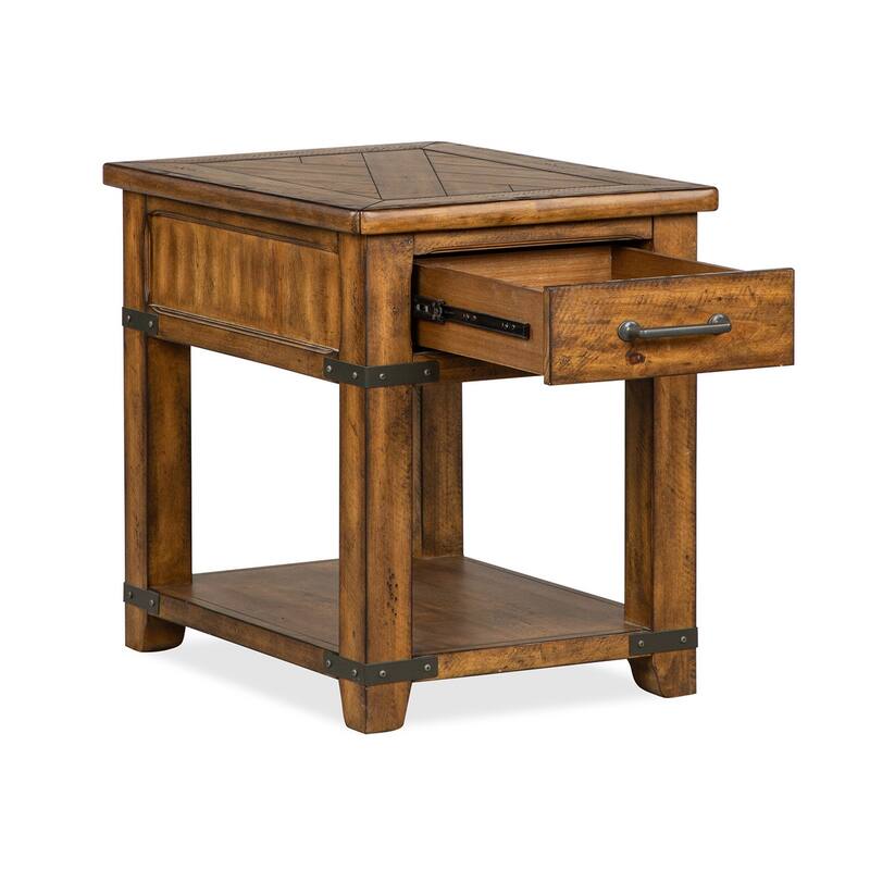 Magnussen Home Chesterfield Farmhouse Timber Rectangular End Table - 20''W x 26''D x 24''H