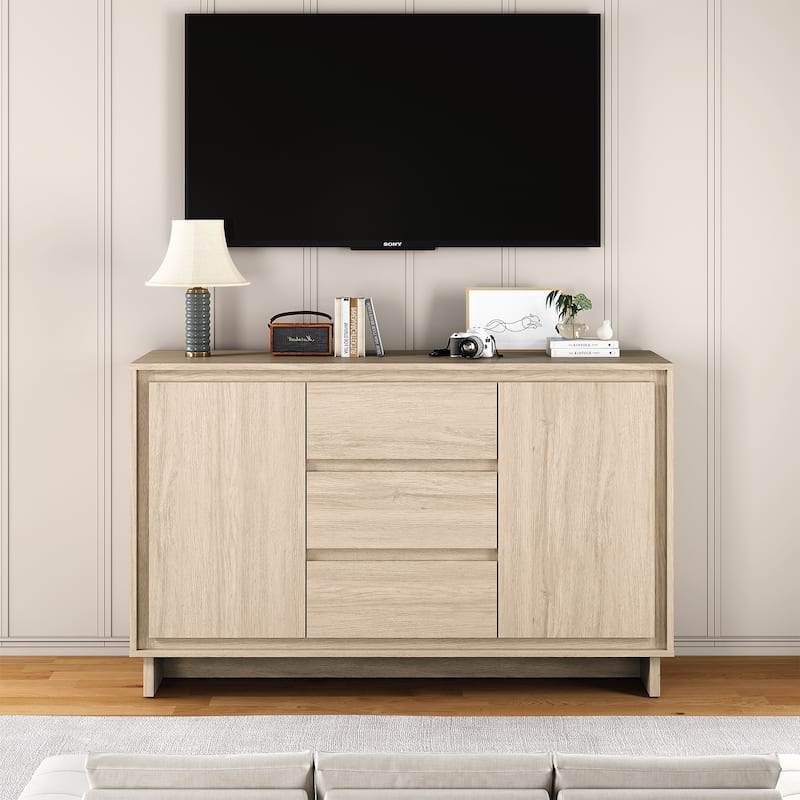 Modern Storage Cabinet with 2 Doors, 3 Drawers & Framed Edge Design - N/A