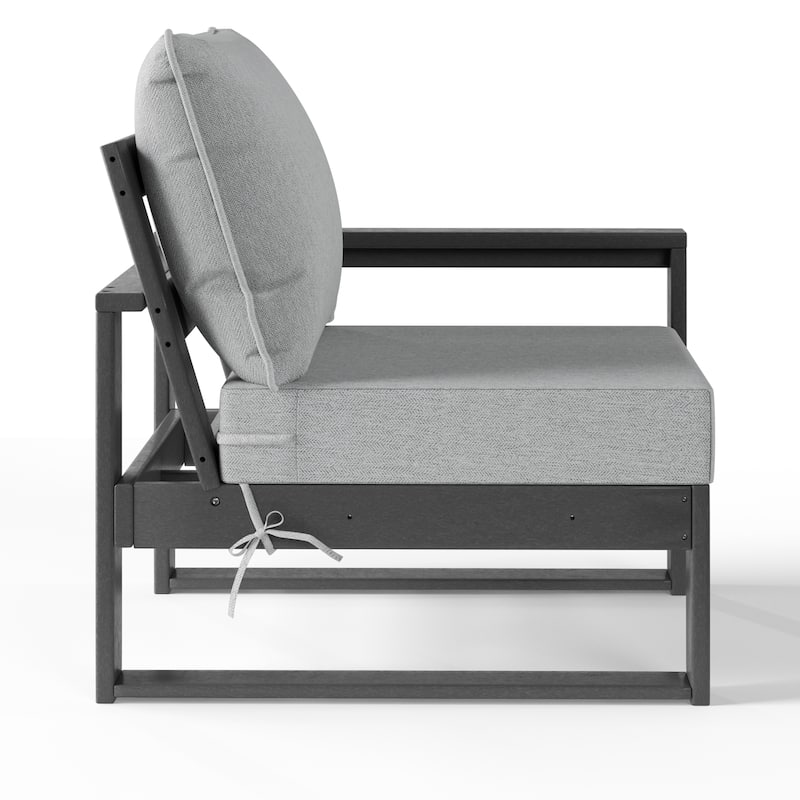 Polytrends Endless Patio Deep Seating Right Arm Chair with Gray Frame