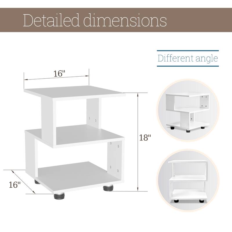 2-Tier Magic Cube Nightstand Hollow Rectangle Design Set of 2
