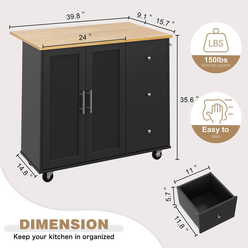 Futzca Storage Kitchen Island Cart