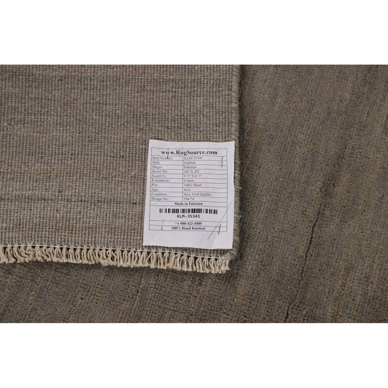 Gabbeh Modern Area Rug Hand-Knotted Stripe Wool Carpet - 6'7"x 9'3"